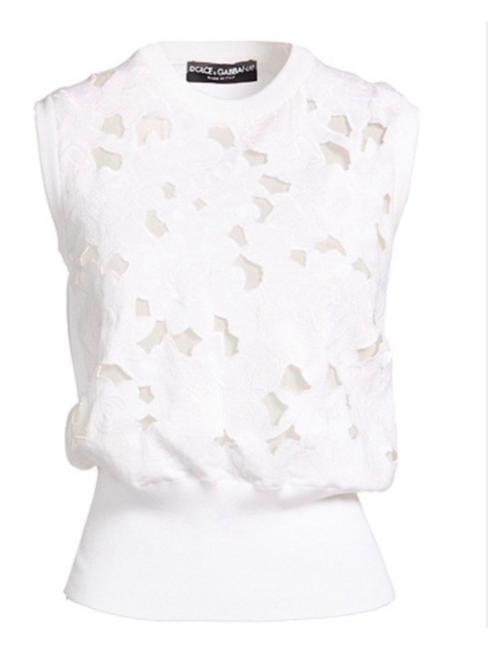 New Dolce & Gabbana White Floral Openwork Sleeveless Tank Top S